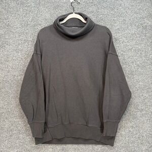 Aerie Turtleneck Sweatshirt Women Small Black Oversized Fleece Pullover Cozy